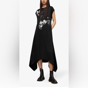 AllSaints 'gian Kosumoso' Asymmetrical Dress in Black